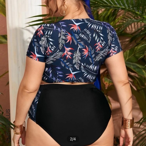 Tropical High waisted Bikini Swimsuit - Picture 3 of 4